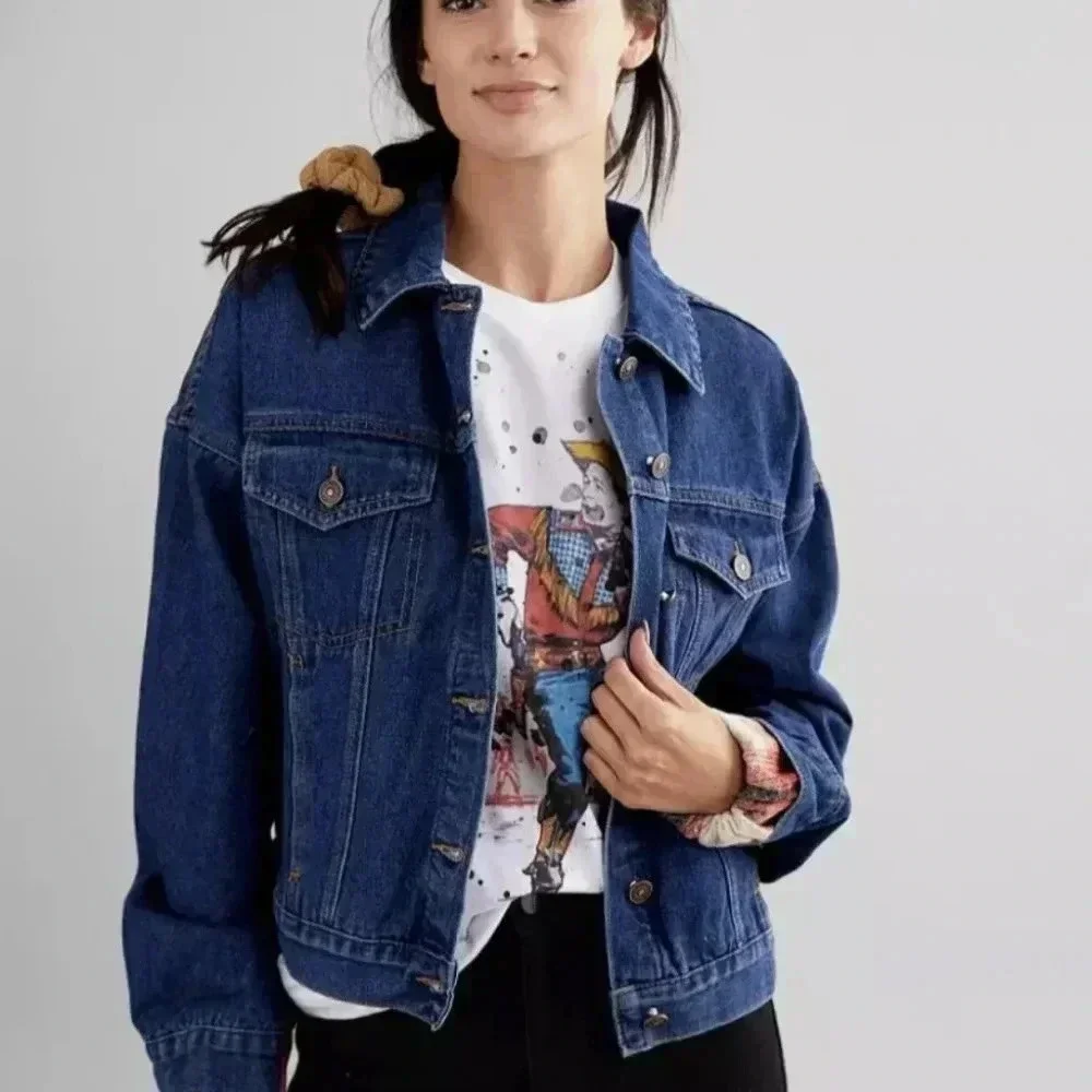 BKE Buckle Brushed Wool Blend Plaid Denim Jacket Sz S